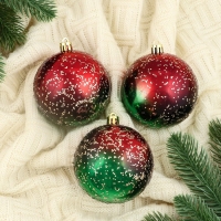 Набор шаров пластик d-8 см, 3 шт "Мэдисон" зелёный красный