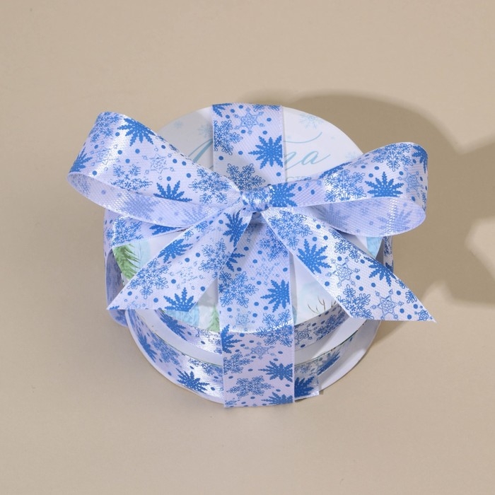 Лента атласная &laquo;Снежный хоровод&raquo;, 2 см &times; 5 м