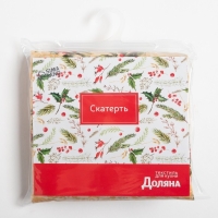 Скатерть новогодняя Доляна "Ёлочные игрушки" 145*180 см, 100% п/э