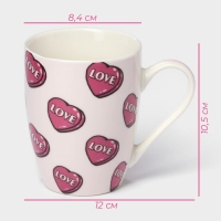 Кружка фарфоровая Доляна &laquo;Полёт сердец&raquo;, 350 мл, цвет розовый