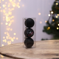 Шары ёлочные новогодние &laquo;Беру все вино на себя&raquo;, на Новый год, пластик, d=6, 3 шт., цвет чёрный