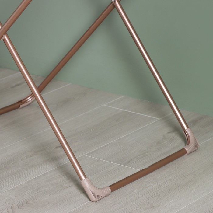 Сушилка для белья напольная складная, рабочая длина 20 м, высота от пола 95 см, ширина 54 см, цвет розовое золото