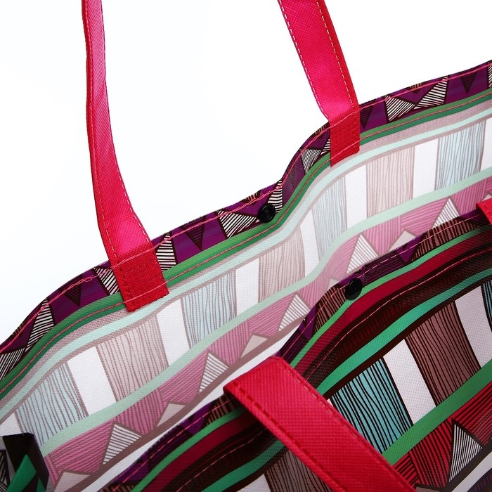 Сумка хозяйственная на кнопке, цвет малиновый/разноцветный Сумка хозяйственная на кнопке, цвет малиновый/разноцветный