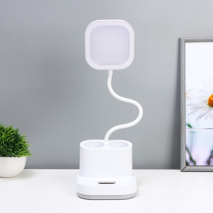 Настольная лампа Настольная лампа "Ронд" LED, от USB/АКБ 10 Вт сенсор 3000-6000 К белый 13х13х44 см RISALUX