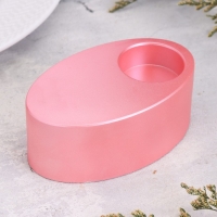 Подсвечник "Узкий овал. Мрамор" из гипса,11,5х7х4см,розовый