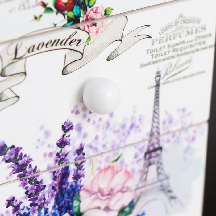 Шкатулка дерево комод 3 ящика Шкатулка дерево комод 3 ящика "Эйфелева башня, чашка с цветами" 18,5х11,5х7,5 см