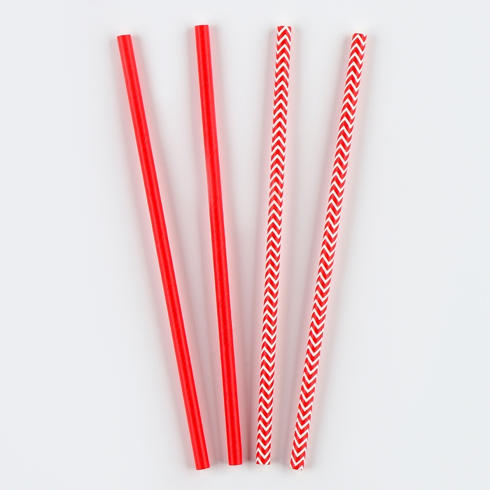 Трубочки для коктейля &laquo;Ассорти&raquo;, набор 12 шт., цвет красный