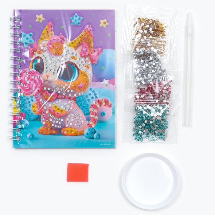 Алмазная мозаика с частичным заполнением для детей на блокноте «Сладкоежка», 11 х 15 см, 48 листов Алмазная мозаика с частичным заполнением для детей на блокноте «Сладкоежка», 11 х 15 см, 48 листов