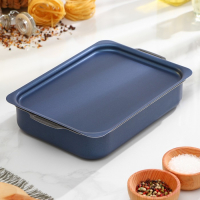 Противень прямоугольный, 19&times;25 см, h= 6 см, с крышкой, антипригарное покрытие, цвет синий