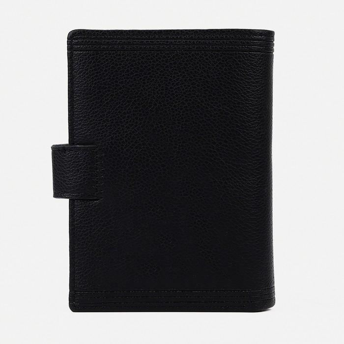 Портмоне мужское на кнопке, 3 в 1, для автодокументов, паспорта, карт, купюр, цвет чёрный Портмоне мужское на кнопке, 3 в 1, для автодокументов, паспорта, карт, купюр, цвет чёрный