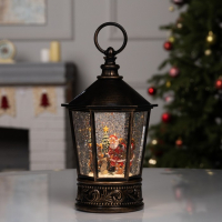 Светодиодная фигура &laquo;Дед Мороз и ёлка&raquo; 14 &times; 22 &times; 14 см, пластик, батарейки АААх3 (не в комплекте), свечение тёплое белое