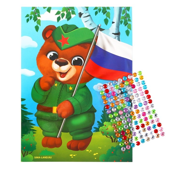 Аппликация стразами для детей &laquo;Мишка&raquo;, набор для творчества
