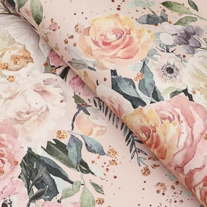 Бумага упаковочная, крафт Бумага упаковочная, крафт "Нежный букет", 70 х 100 см, 1 лист