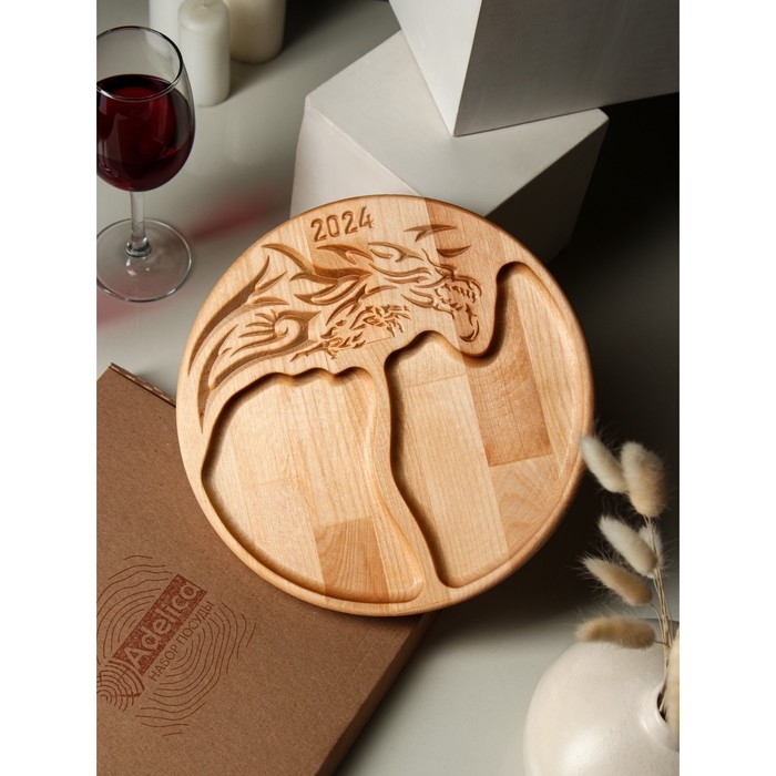 Менажница Adelica «Дракон», 2 секции, 27×2 см, в подарочной коробке Менажница Adelica «Дракон», 2 секции, 27×2 см, в подарочной коробке