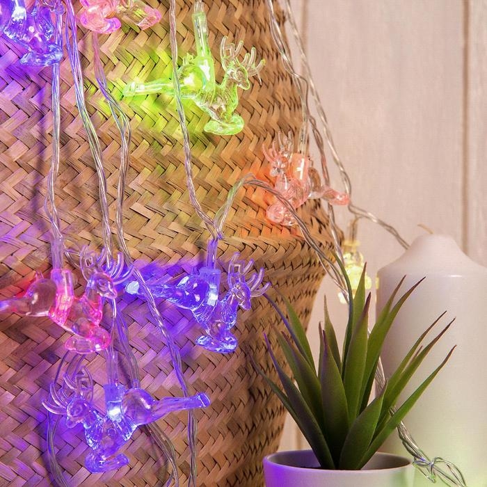 Гирлянда «Нить» 5 м с насадками «Олени», IP20, прозрачная нить, 20 LED, свечение мульти (RG/RB), мигание, 220 В Гирлянда «Нить» 5 м с насадками «Олени», IP20, прозрачная нить, 20 LED, свечение мульти (RG/RB), мигание, 220 В