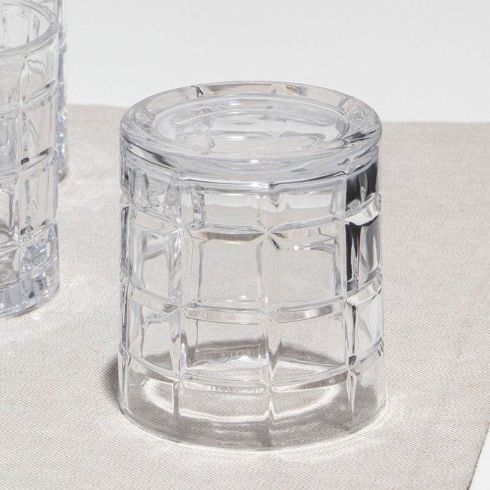 Набор низких стаканов &laquo;Квадро&raquo;, стеклянный, d=8.5 см, h=9.5 см, 320 мл, 6 шт