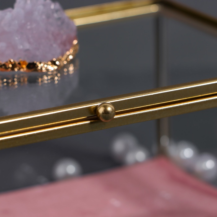 Органайзер для хранения «Кристалл», с крышкой, стеклянный, 1 секция, 17 × 11,5 × 10 см, цвет прозрачный/медный/розовый Органайзер для хранения «Кристалл», с крышкой, стеклянный, 1 секция, 17 × 11,5 × 10 см, цвет прозрачный/медный/розовый