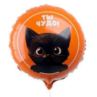 Воздушный шар фольгированный 18" "Котик. Ты чудо", круг, с подложкой Воздушный шар фольгированный 18" "Котик. Ты чудо", круг, с подложкой