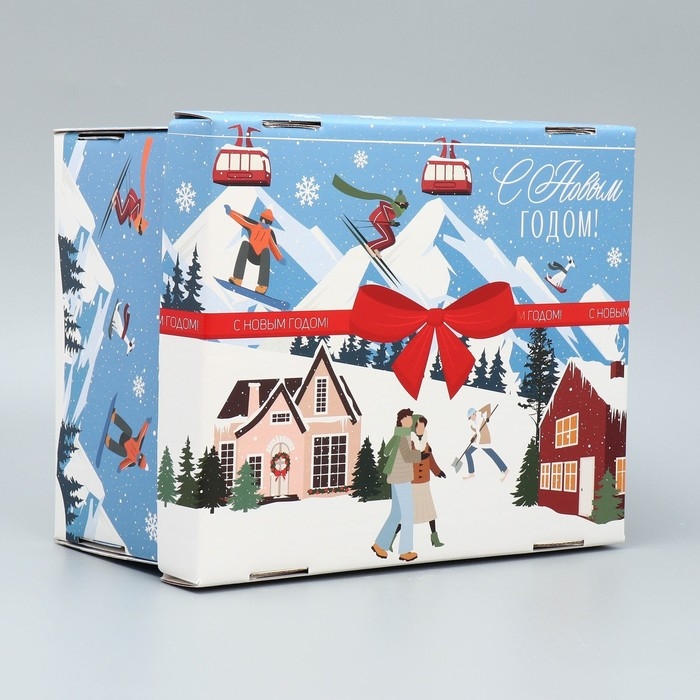 Коробка подарочная новогодняя складная &laquo;Новогодний город&raquo;, 31.2 х 25.6 х 16.1 см, Новый год