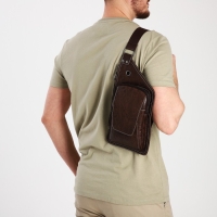 Сумка-слинг мужская из искусственной кожи, цвет тёмно-коричневый Сумка-слинг мужская из искусственной кожи, цвет тёмно-коричневый
