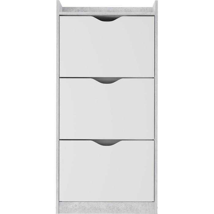 Обувница 63Б, 600х250х1250, Белое сияние/Цемент светлый