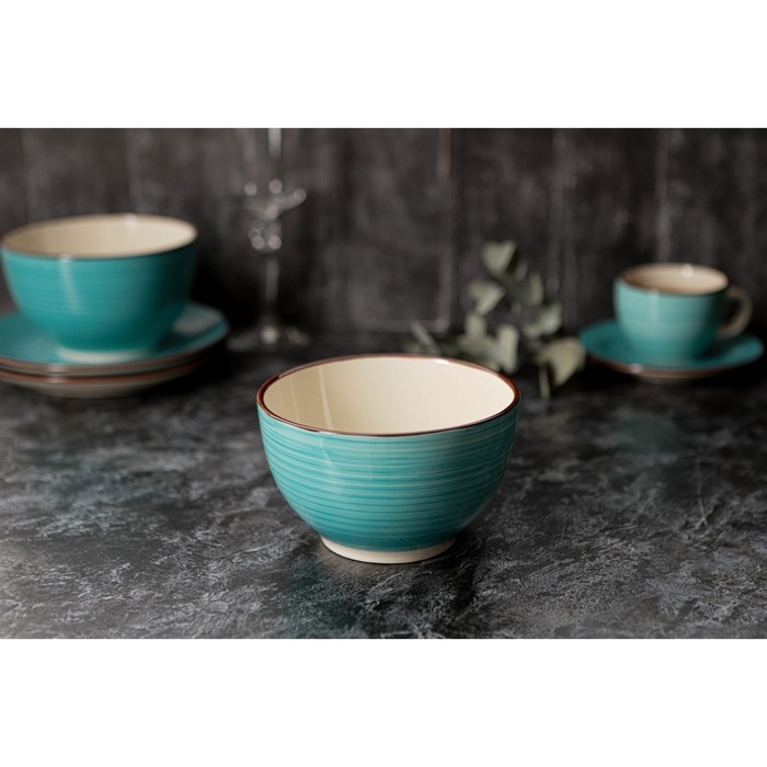 Салатник керамический Доляна «Морской мир», 800 мл, d=14 см, цвет голубой Салатник керамический Доляна «Морской мир», 800 мл, d=14 см, цвет голубой