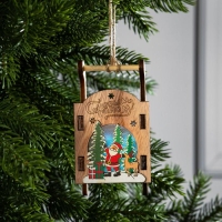 Ёлочная игрушка «Сани с Дедом Морозом», от батареек, свечение RGB Ёлочная игрушка «Сани с Дедом Морозом», от батареек, свечение RGB