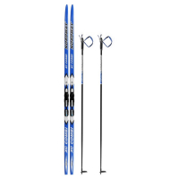 Комплект лыжный: пластиковые лыжи 190 см без насечек, стеклопластиковые палки 150 см, крепления NNN, цвета МИКС Комплект лыжный: пластиковые лыжи 190 см без насечек, стеклопластиковые палки 150 см, крепления NNN, цвета МИКС