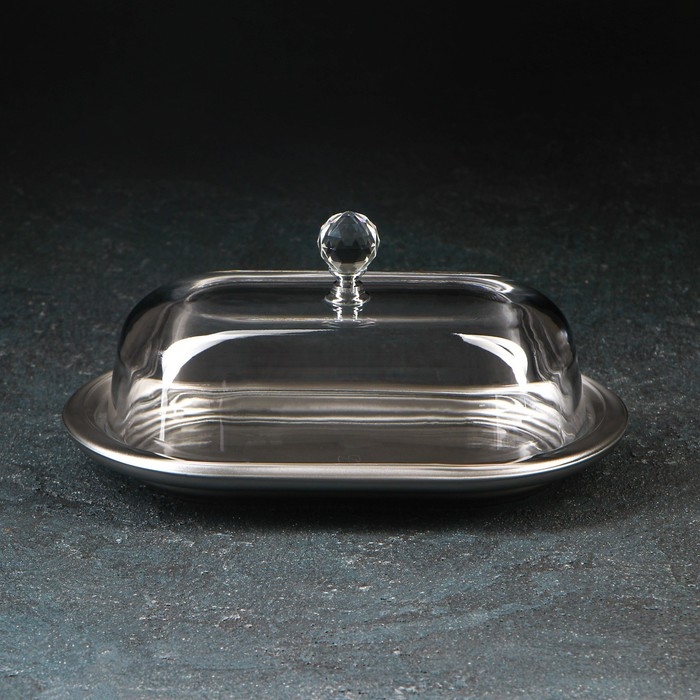 Масленка, 19,8&times;13,1 см, цвет серебряный