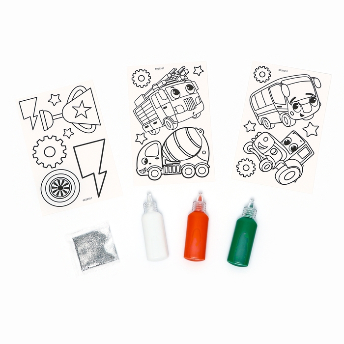 Набор для творчества &laquo;Раскрась витражики-машинки&raquo;, 20 шт. в пакете
