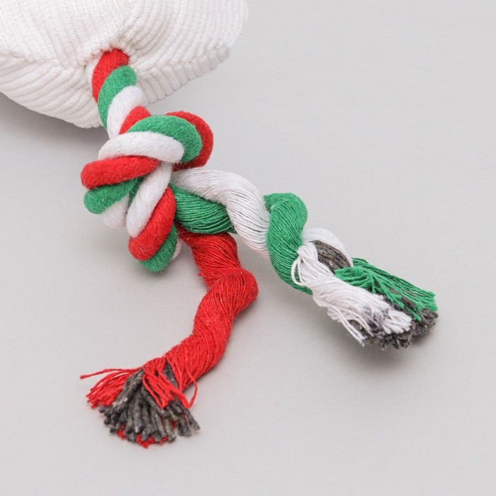 Игрушка мягкая для собак Игрушка мягкая для собак "Снеговик с канатом" с пищалкой, 39 х 13 см