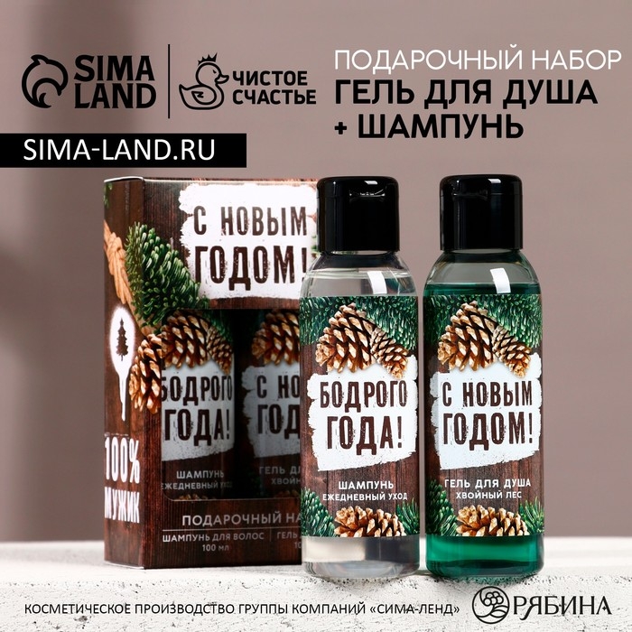 Подарочный набор косметики «Богатства и успеха», гель для душа и шампунь для волос, 2 х 100 мл, Новый Год Подарочный набор косметики «Богатства и успеха», гель для душа и шампунь для волос, 2 х 100 мл, Новый Год