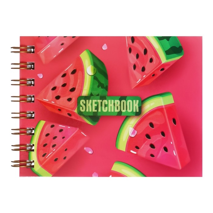 Скетчбук А6, 80 листов на гребне по короткой стороне "Дольки", твёрдая обложка, блок 100 г/м&sup2;