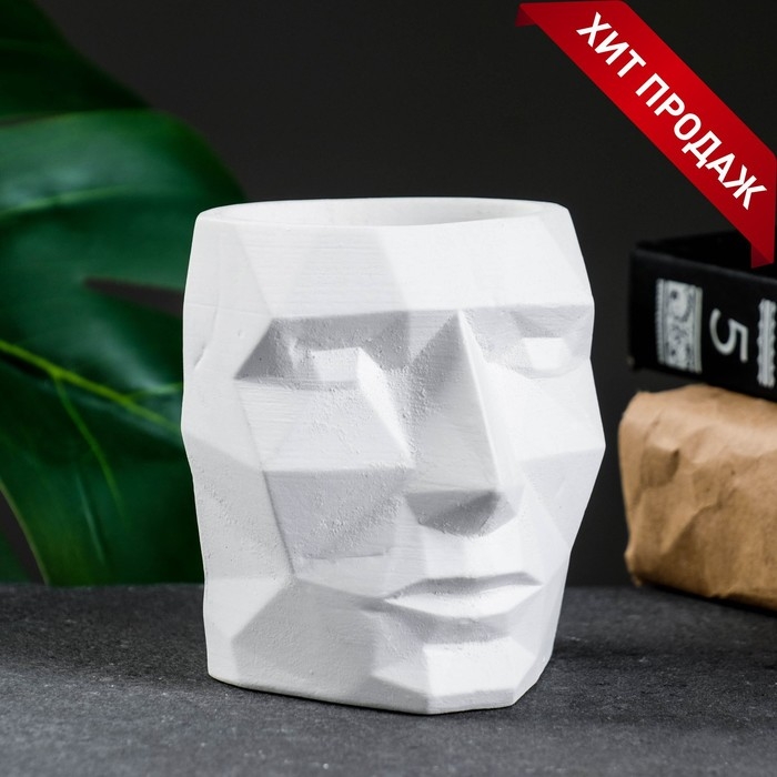 Кашпо - органайзер Кашпо - органайзер "Геометрическая голова" белое, 0,15 л / 9х9х7,5см