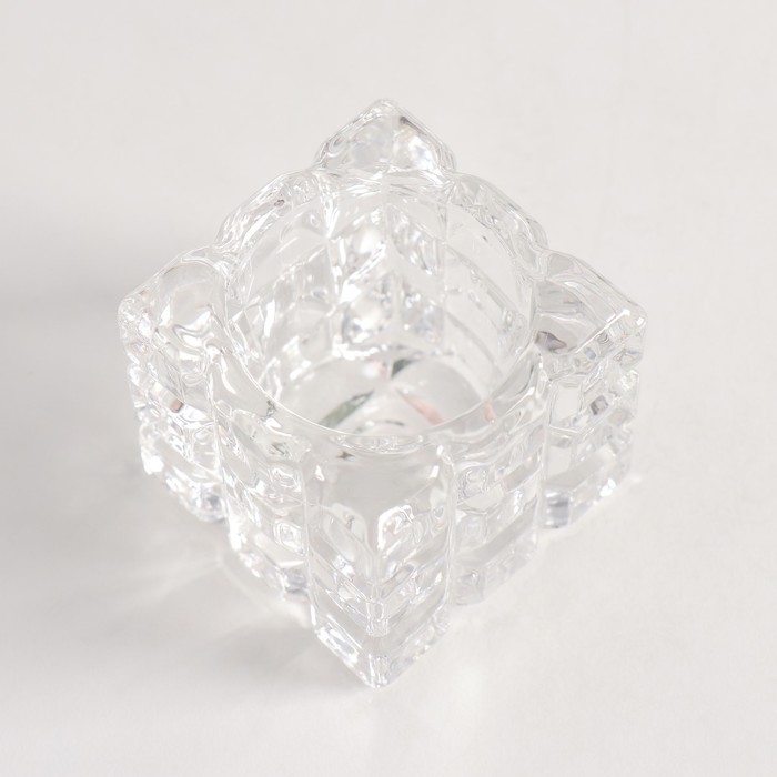 Подсвечник стекло на 1 свечу Подсвечник стекло на 1 свечу "Квадрат. Сруб" прозрачный d=3,5 см 5х5х5 см