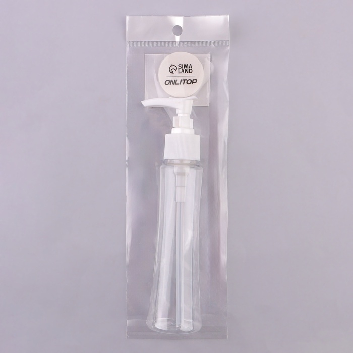 Бутылочка для хранения, с дозатором, 100 мл, цвет белый/прозрачный Бутылочка для хранения, с дозатором, 100 мл, цвет белый/прозрачный