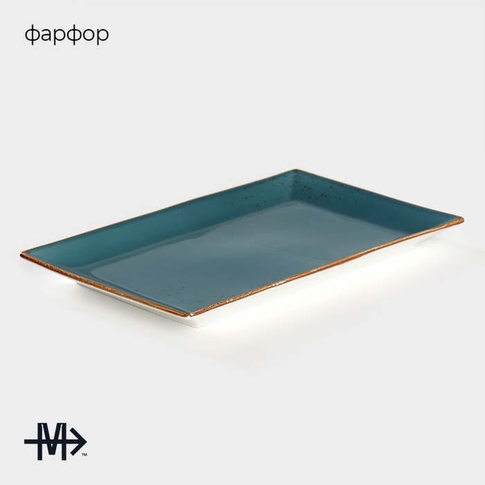 Блюдо для подачи фарфоровое Magistra «Церера», 28×17,5 см, цвет зелёный Блюдо для подачи фарфоровое Magistra «Церера», 28×17,5 см, цвет зелёный