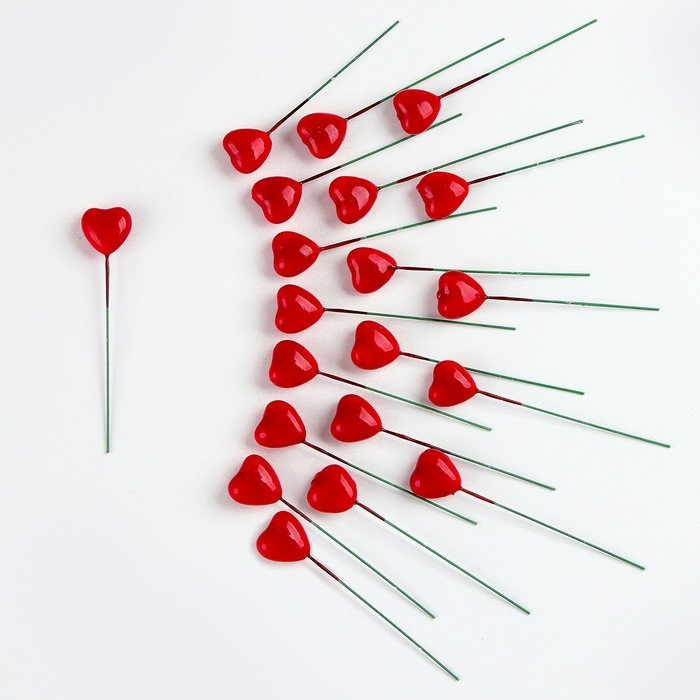 Набор топперов на проволоке &laquo;Сердце&raquo;, набор 20 шт., размер 1 шт. &mdash; 2,5 &times; 1,6 &times; 8,5 см