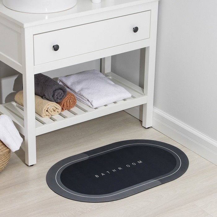 Коврик для ванной Доляна Bathroom, 48×78 см, цвет чёрный Коврик для ванной Доляна Bathroom, 48×78 см, цвет чёрный