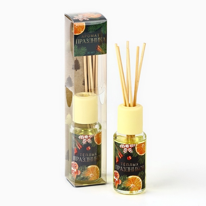 Аромадиффузор ароматический палочки «Новогодняя коллекция: Аромат праздника», аромат апельсин, 30 мл Аромадиффузор ароматический палочки «Новогодняя коллекция: Аромат праздника», аромат апельсин, 30 мл