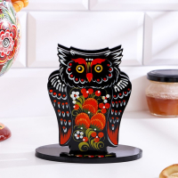 Салфетница &laquo;Сова&raquo;, 10х14 см, хохлома, микс