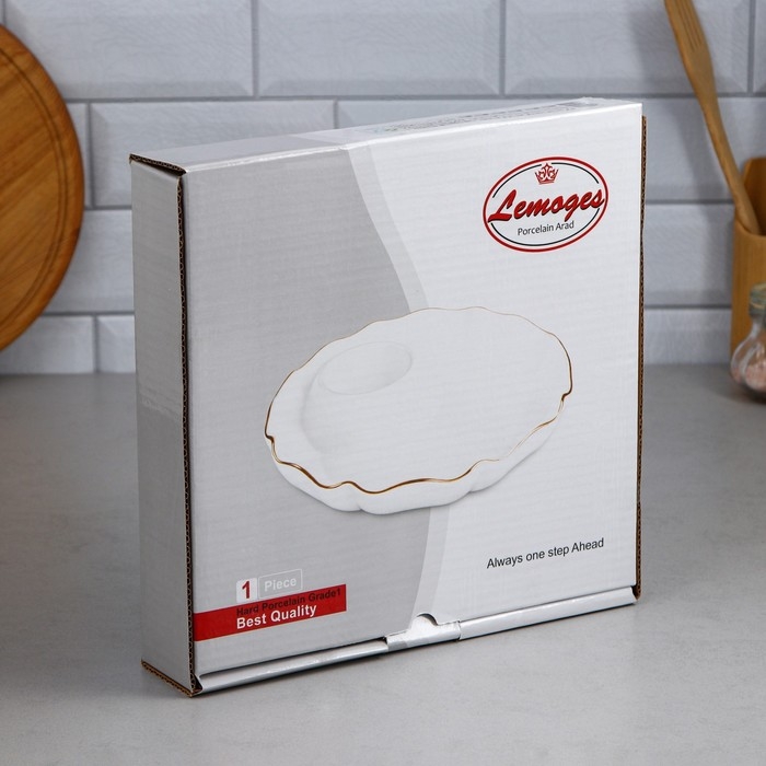 Блюдо для закусок, 2 л, золотая обводка, фарфор, Иран Блюдо для закусок, 2 л, золотая обводка, фарфор, Иран