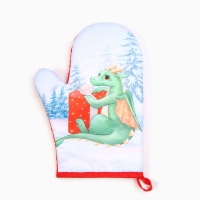 Новый год. Набор подарочный Доляна "Подарок" : варежка-прихватка, лопатка силикон