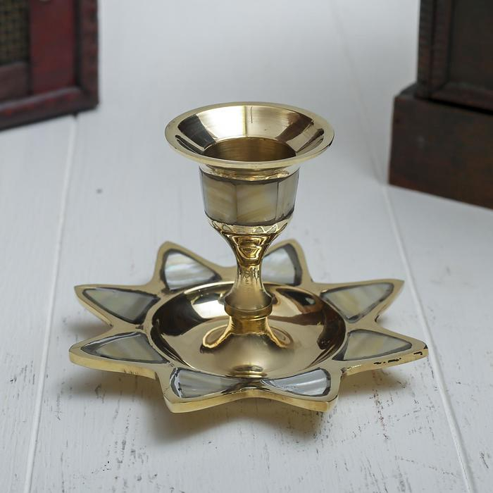 Подсвечник с перламутром Подсвечник с перламутром "Звезда" на 1 свечу, латунь 9,5х9,5х6,5 см