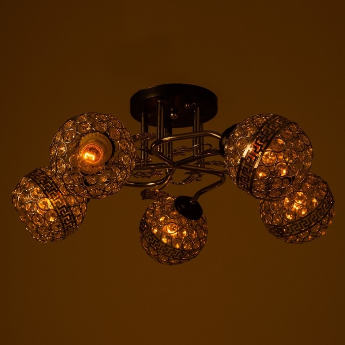 Люстра Люстра "Роксана" 5хЕ27 40Вт черно-хромовый 60х60х27 см BayerLux