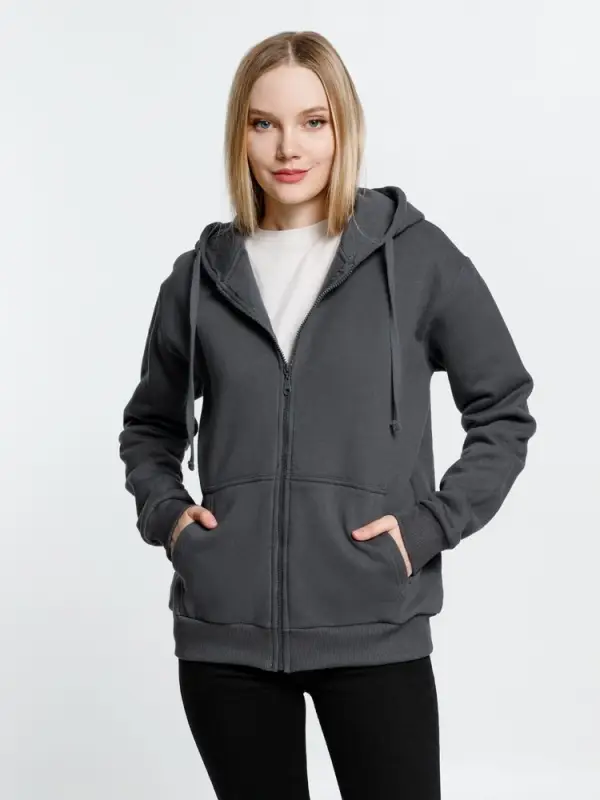 Толстовка на молнии с капюшоном Siverga Heavy 2.0, темно-серая (графит), размер 4XL
