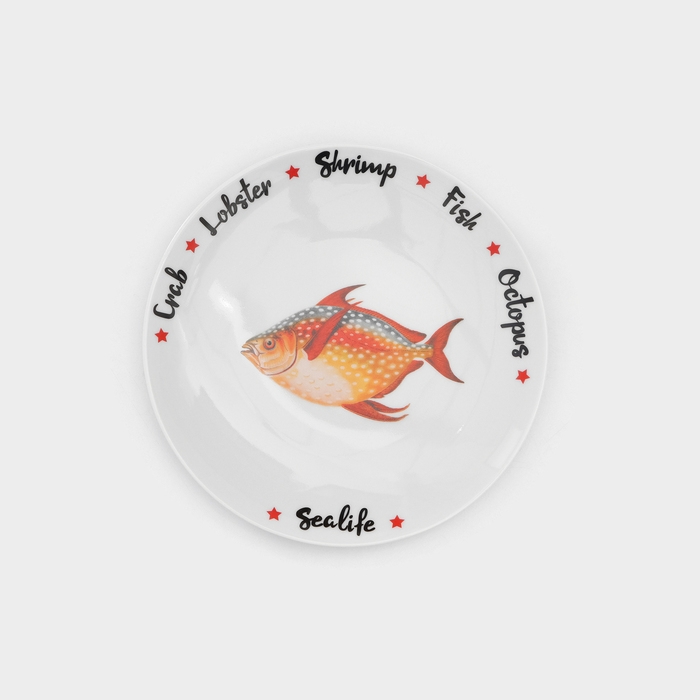 Набор фарфоровых тарелок Sealife, 6 предметов, рисунок МИКС