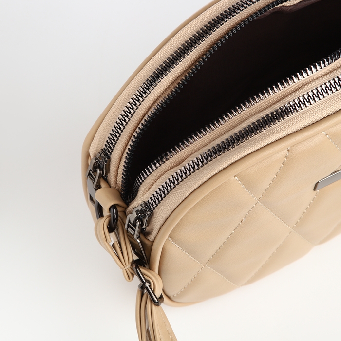 Сумка женская кросс-боди на молнии, цвет бежевый Сумка женская кросс-боди на молнии, цвет бежевый