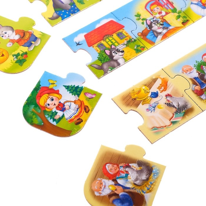 Умные пазлы-цепочки &laquo;Любимые сказки&raquo;, 6 цепочек, 24 детали