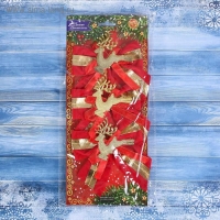 Ёлочные игрушки 3 шт. &laquo;Зимнее волшебство. Бант с оленем&raquo; пластик, 10х10 см, золотисто-красный